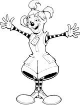Imprime le dessin à colorier,  ajoute-y de la couleur et retourne-le à Drouille le clown.